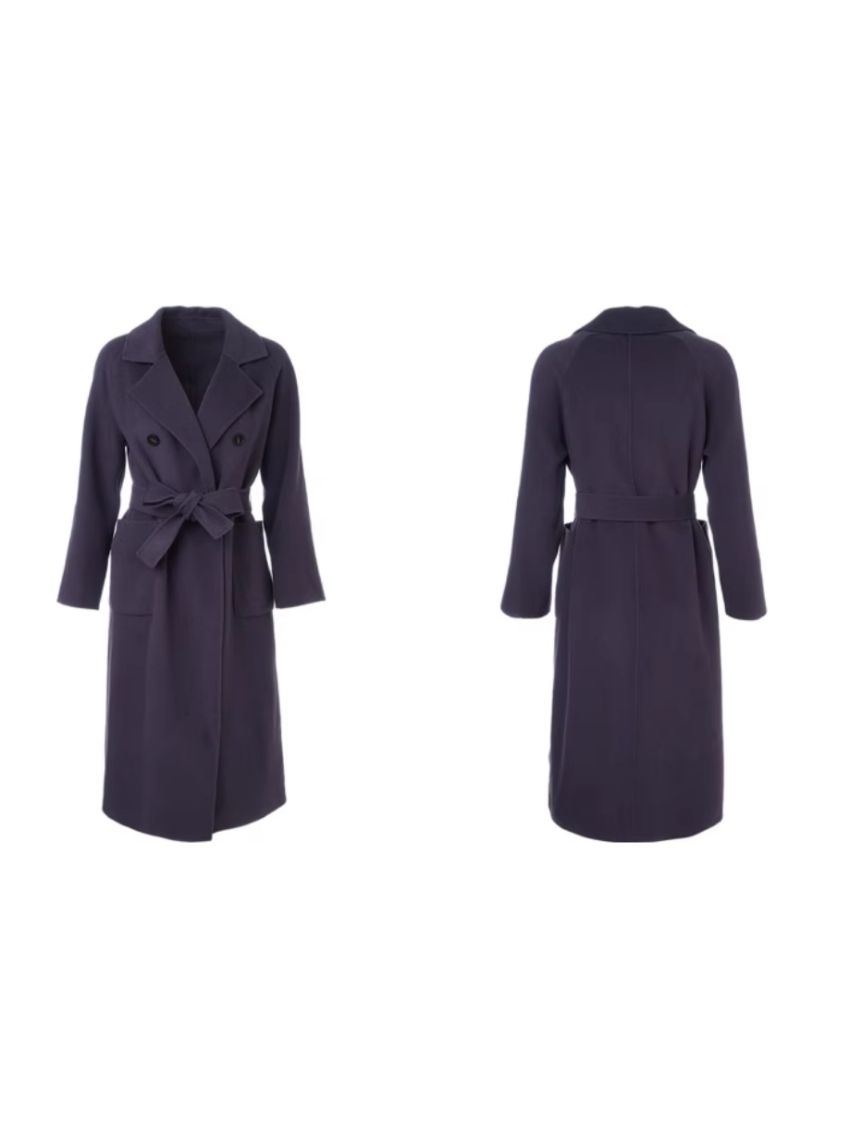 Long pure wool coat with a suit collar
