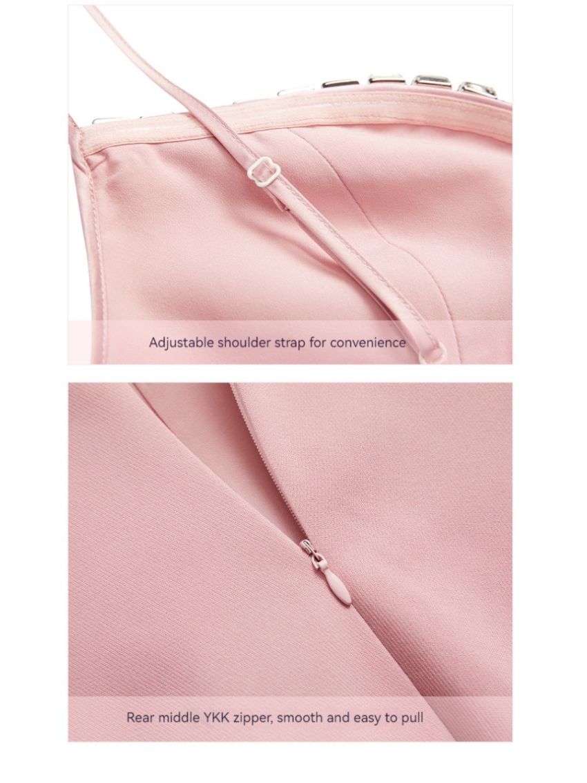 Straps Pearl Diamond Chain Backless Sexy Skirt