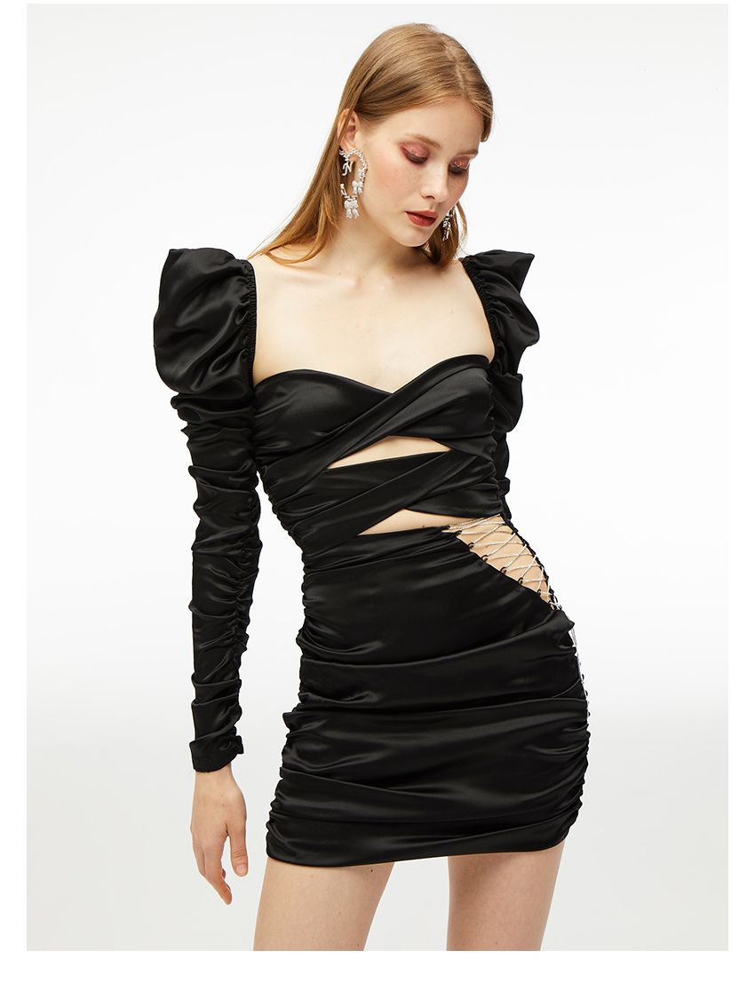 Hollow Silk Sexy Backless Dress