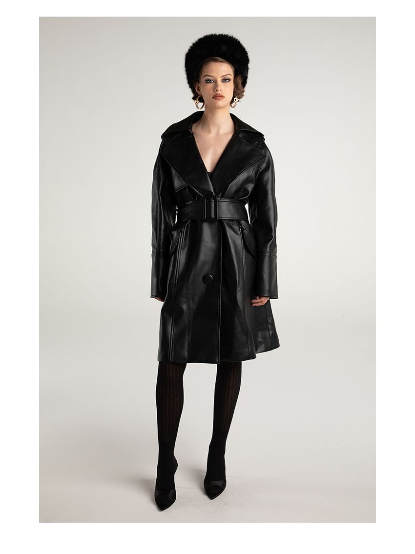 Classic modern trench coat oversized leather jacket