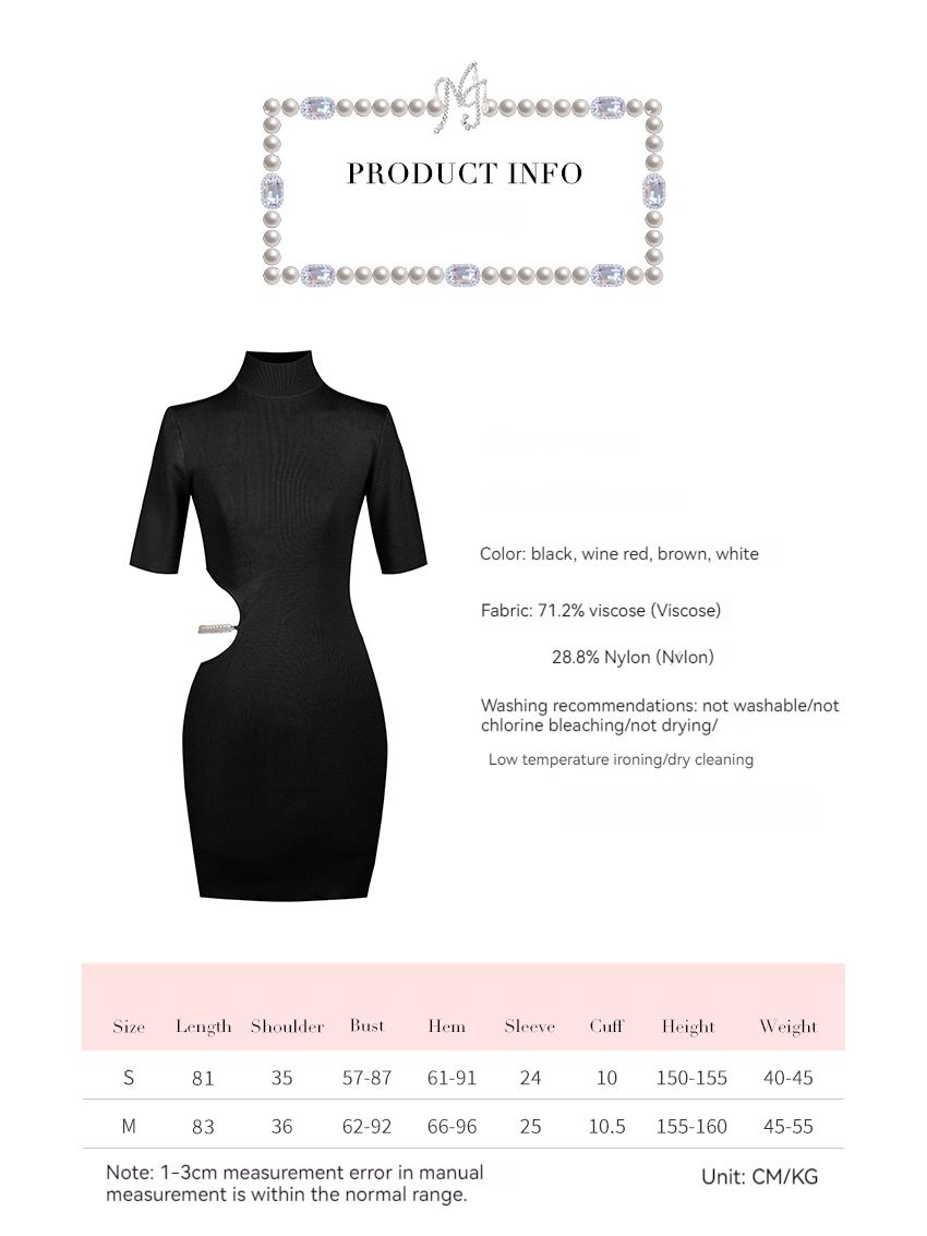 Hollow Knitted Pearl Sexy Hot Girl Skirt